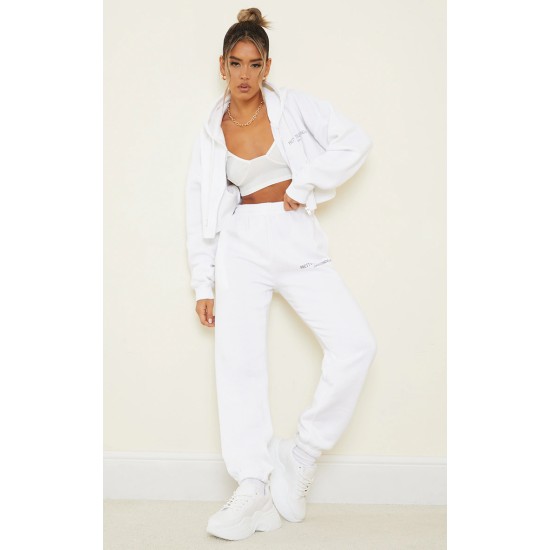 PRETTYLITTLETHING White Copyright Graphic Zip Through Crop Hoodie PRETTYLITTLETHING White Copyright Graphic Zip Through Crop Hoodie