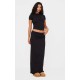 Black Foldover Cotton Maxi Skirt Black Foldover Cotton Maxi Skirt