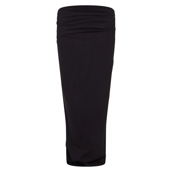 Black Foldover Cotton Maxi Skirt Black Foldover Cotton Maxi Skirt