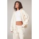 PRETTYLITTLETHING Cream Premium Embroidered Zip Front Oversized Hoodie PRETTYLITTLETHING Cream Premium Embroidered Zip Front Oversized Hoodie