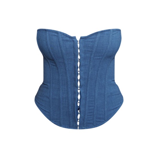 Shape Blue Lace Up Back Woven Corset Shape Blue Lace Up Back Woven Corset