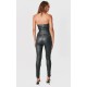 Black Bandeau Coated Denim Jumpsuit Black Bandeau Coated Denim Jumpsuit