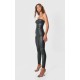 Black Bandeau Coated Denim Jumpsuit Black Bandeau Coated Denim Jumpsuit