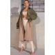 Khaki Contrast Oversized Belted Midi Trench Coat Khaki Contrast Oversized Belted Midi Trench Coat