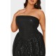Plus Black Sequin Bandeau Mini Puffball Dress Plus Black Sequin Bandeau Mini Puffball Dress