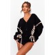 Black Chunky Knit Ribbon Detail Cardigan Black Chunky Knit Ribbon Detail Cardigan