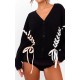 Black Chunky Knit Ribbon Detail Cardigan Black Chunky Knit Ribbon Detail Cardigan