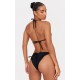 Black Frill Edge Ruched Back Bikini Bottoms Black Frill Edge Ruched Back Bikini Bottoms