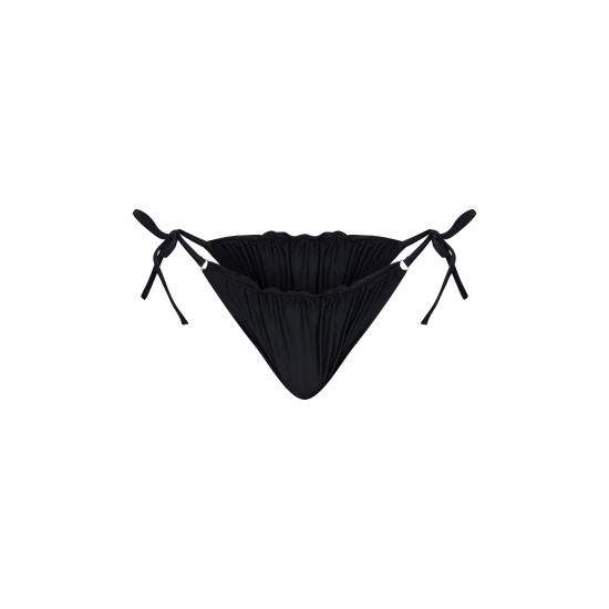 Black Frill Edge Ruched Back Bikini Bottoms Black Frill Edge Ruched Back Bikini Bottoms