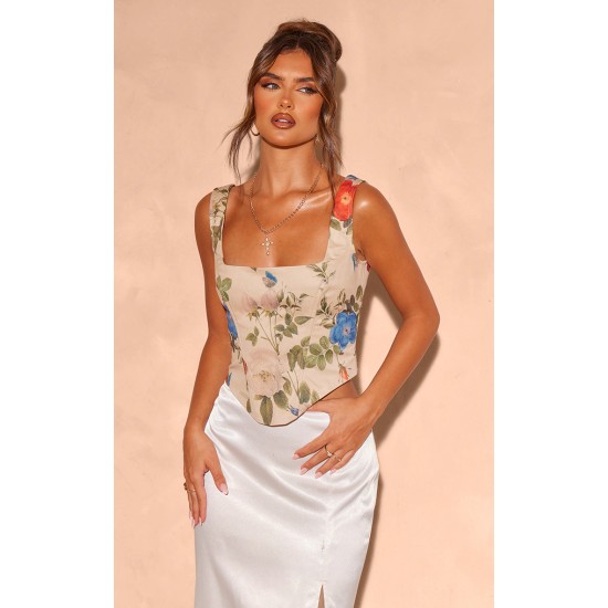 Multi Floral Print Corset Multi Floral Print Corset