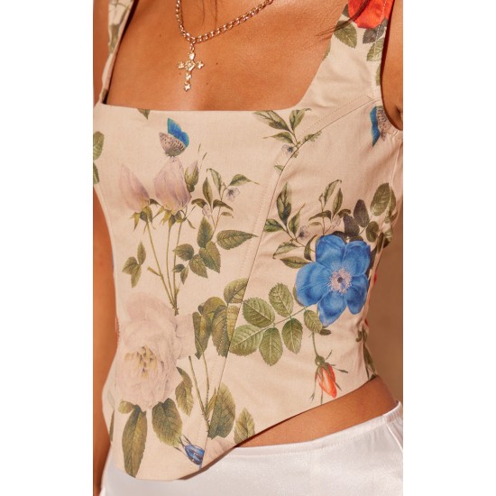Multi Floral Print Corset Multi Floral Print Corset