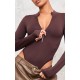 Coffee Contour Zip Up High Neck Bodysuit Coffee Contour Zip Up High Neck Bodysuit