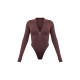 Coffee Contour Zip Up High Neck Bodysuit Coffee Contour Zip Up High Neck Bodysuit