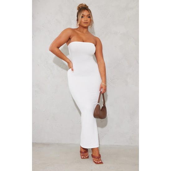 Shape White Textured Bandeau Midaxi Dress Shape White Textured Bandeau Midaxi Dress