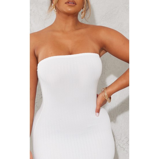 Shape White Textured Bandeau Midaxi Dress Shape White Textured Bandeau Midaxi Dress
