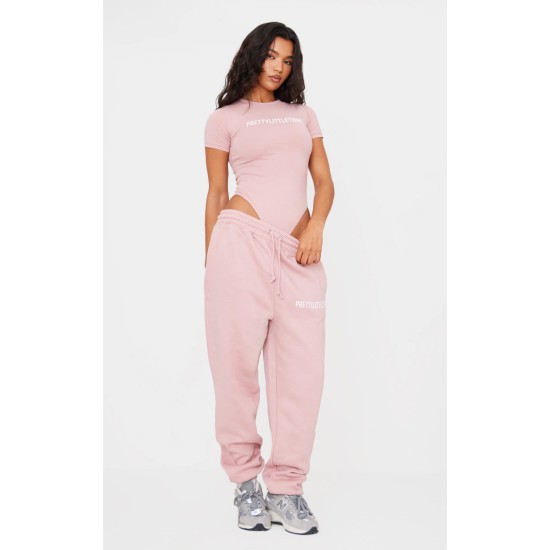 PRETTYLITTLETHING Light Pink High Waist Cuffed Sweatpants PRETTYLITTLETHING Light Pink High Waist Cuffed Sweatpants