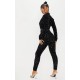 Black Velvet Sequin Plunge Front Tailored Jumpsuit Black Velvet Sequin Plunge Front Tailored Jumpsuit