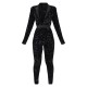 Black Velvet Sequin Plunge Front Tailored Jumpsuit Black Velvet Sequin Plunge Front Tailored Jumpsuit