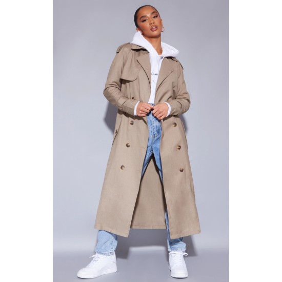 Petite Stone Woven Oversized Trench Coat Petite Stone Woven Oversized Trench Coat