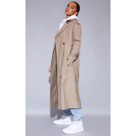 Petite Stone Woven Oversized Trench Coat Petite Stone Woven Oversized Trench Coat