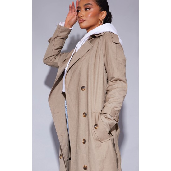 Petite Stone Woven Oversized Trench Coat Petite Stone Woven Oversized Trench Coat