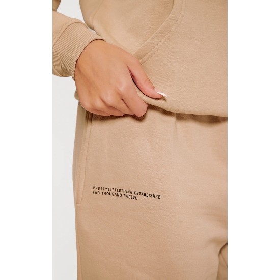 PRETTYLITTLETHING Logo Sand Est 2012 Cuffed Sweatpants PRETTYLITTLETHING Logo Sand Est 2012 Cuffed Sweatpants