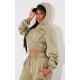 PRETTYLITTLETHING Shape Olive Washed Cargo Cropped Hoodie PRETTYLITTLETHING Shape Olive Washed Cargo Cropped Hoodie
