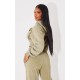PRETTYLITTLETHING Shape Olive Washed Cargo Cropped Hoodie PRETTYLITTLETHING Shape Olive Washed Cargo Cropped Hoodie