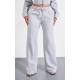 PRETTYLITTLETHING Shape Grey Marl Distressed Elasticated Waistband Wide Leg Sweatpants PRETTYLITTLETHING Shape Grey Marl Distressed Elasticated Waistband Wide Leg Sweatpants