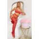 Red Underwired Binding Mesh 3 Piece Lingerie Set Red Underwired Binding Mesh 3 Piece Lingerie Set