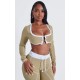 Shape Khaki Washed Cotton Hook And Eye Long Sleeve Crop Top Shape Khaki Washed Cotton Hook And Eye Long Sleeve Crop Top