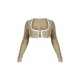 Shape Khaki Washed Cotton Hook And Eye Long Sleeve Crop Top Shape Khaki Washed Cotton Hook And Eye Long Sleeve Crop Top