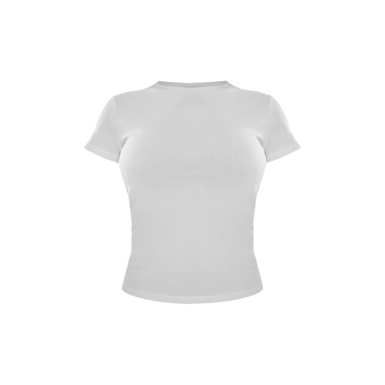 Basic White Cotton Blend Fitted Crew Neck T Shirt Basic White Cotton Blend Fitted Crew Neck T Shirt