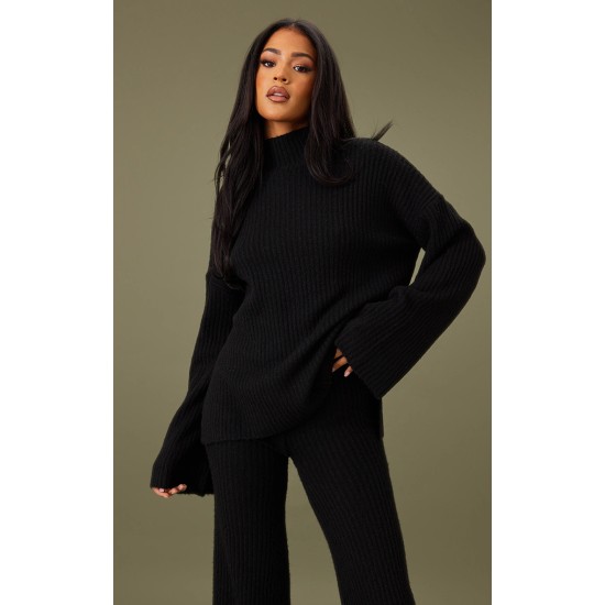 Tall Black Luxe Rib Knit Oversized Sweater Tall Black Luxe Rib Knit Oversized Sweater