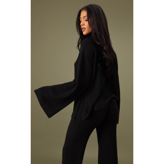 Tall Black Luxe Rib Knit Oversized Sweater Tall Black Luxe Rib Knit Oversized Sweater