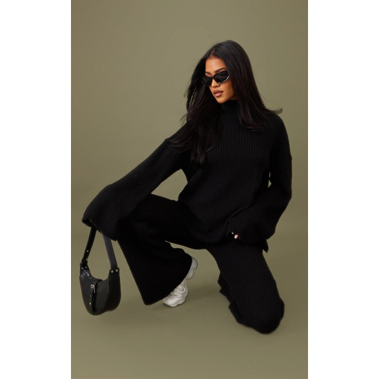 Tall Black Luxe Rib Knit Oversized Sweater Tall Black Luxe Rib Knit Oversized Sweater