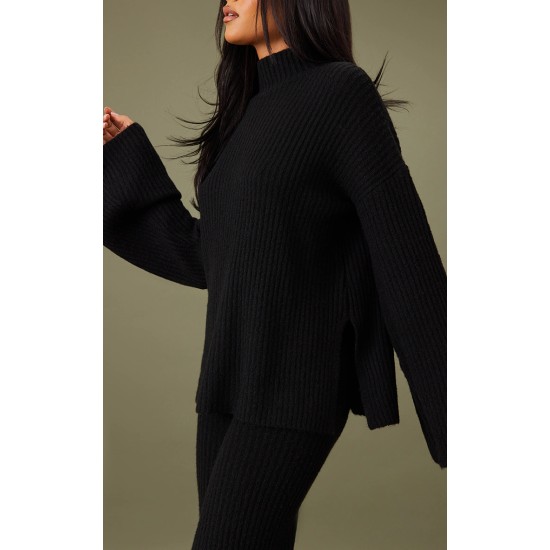 Tall Black Luxe Rib Knit Oversized Sweater Tall Black Luxe Rib Knit Oversized Sweater
