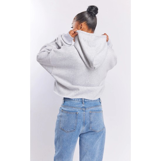 Ash Grey Oversized Cropped Sweat Hoodie Ash Grey Oversized Cropped Sweat Hoodie