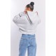 Ash Grey Oversized Cropped Sweat Hoodie Ash Grey Oversized Cropped Sweat Hoodie