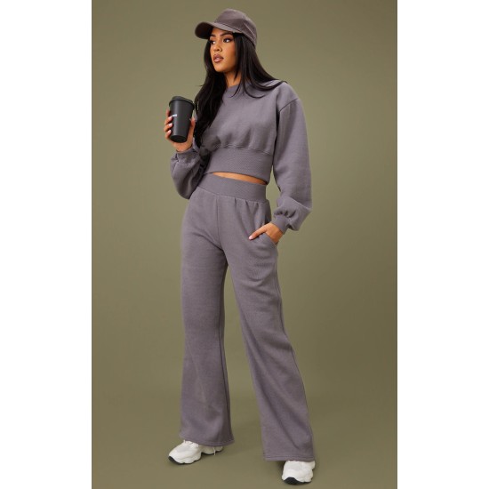 Tall Steel Blue High Waist Wide Leg Sweatpant Tall Steel Blue High Waist Wide Leg Sweatpant