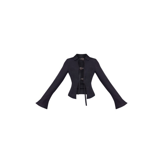 Black Fitted Buckle Detail Shirt Black Fitted Buckle Detail Shirt