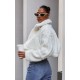Cream Buckle Collar Borg Aviator Jacket Cream Buckle Collar Borg Aviator Jacket