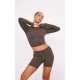 Espresso Sculpt Long Sleeve Crop Gym Top Espresso Sculpt Long Sleeve Crop Gym Top