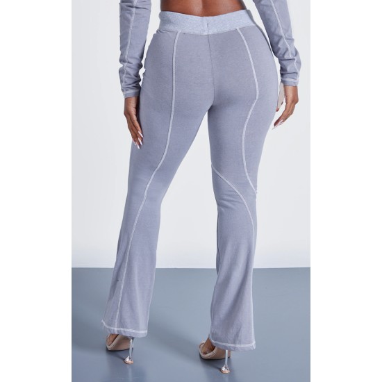 Shape Light Grey Washed Cotton Seam Detail Flare Leggings Shape Light Grey Washed Cotton Seam Detail Flare Leggings