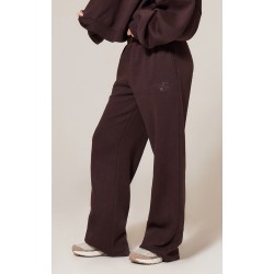 PRETTYLITTLETHING Chocolate Wide Leg Embroidered Sweatpants